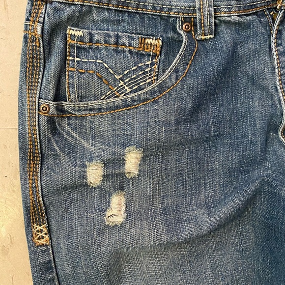 VTG Y2K basic code embroidered baggy distressed skater streetwear jeans 38/32 - Picture 10 of 12